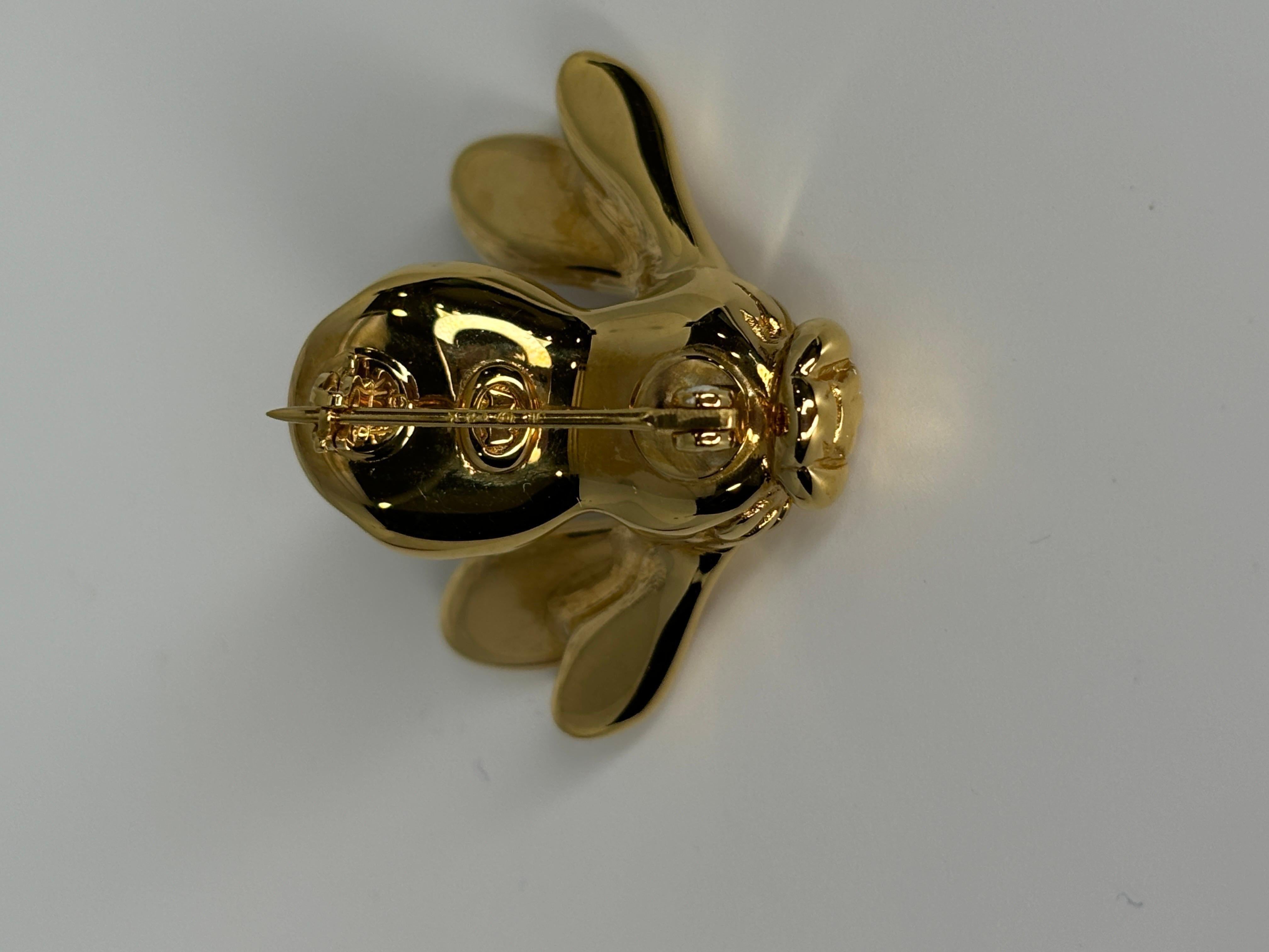 Broche/alfiler abejorro vintage de oro amarillo de 18 quilates y esmalte negro en venta 2