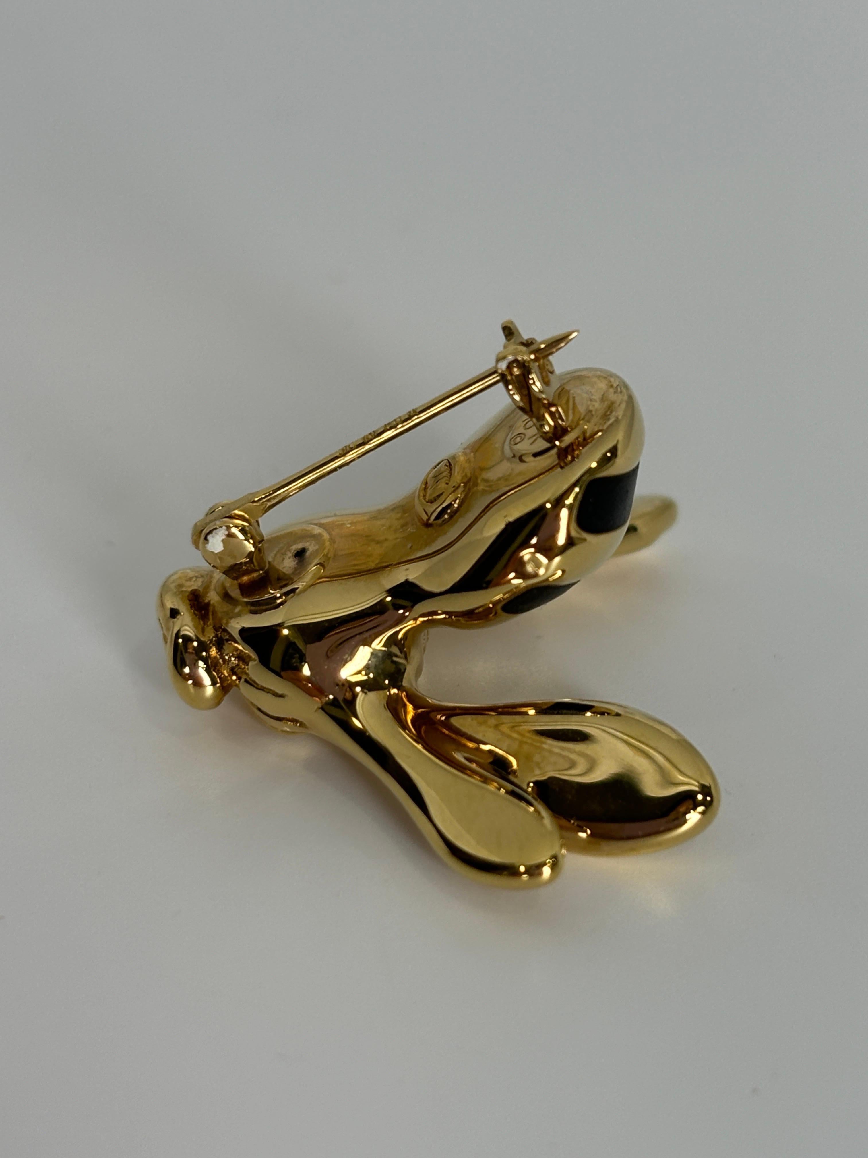 Broche/alfiler abejorro vintage de oro amarillo de 18 quilates y esmalte negro en venta 3