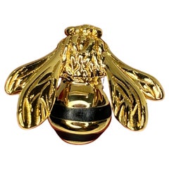 Vintage 18k Yellow Gold Black Enamel Bumble Bee Brooch/Pin