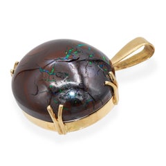 Vintage 18k Yellow Gold Boulder Opal Pendant