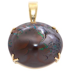 Vintage 18k Yellow Gold Boulder Opal Pendant