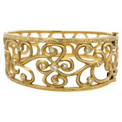 Vintage 18K Yellow Gold Bracelet with 0.5 Carat Round H-SI Diamonds