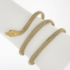 Bracciale da polso vintage in oro giallo 18 carati con intreccio a cesto e serpente