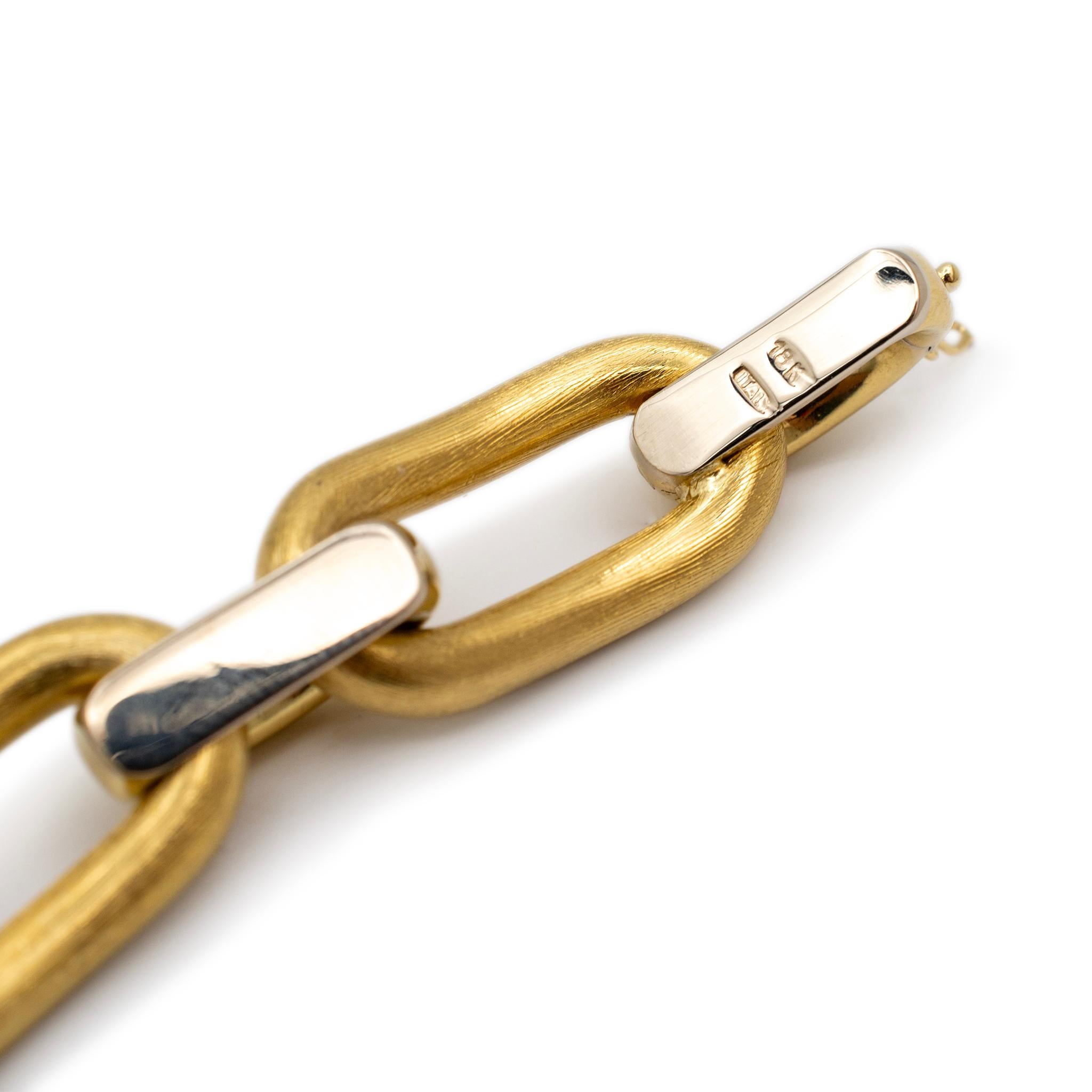 Vintage 18K Gelbgold gebürstet und poliert Oval Link-Armband im Zustand „Hervorragend“ in Houston, TX