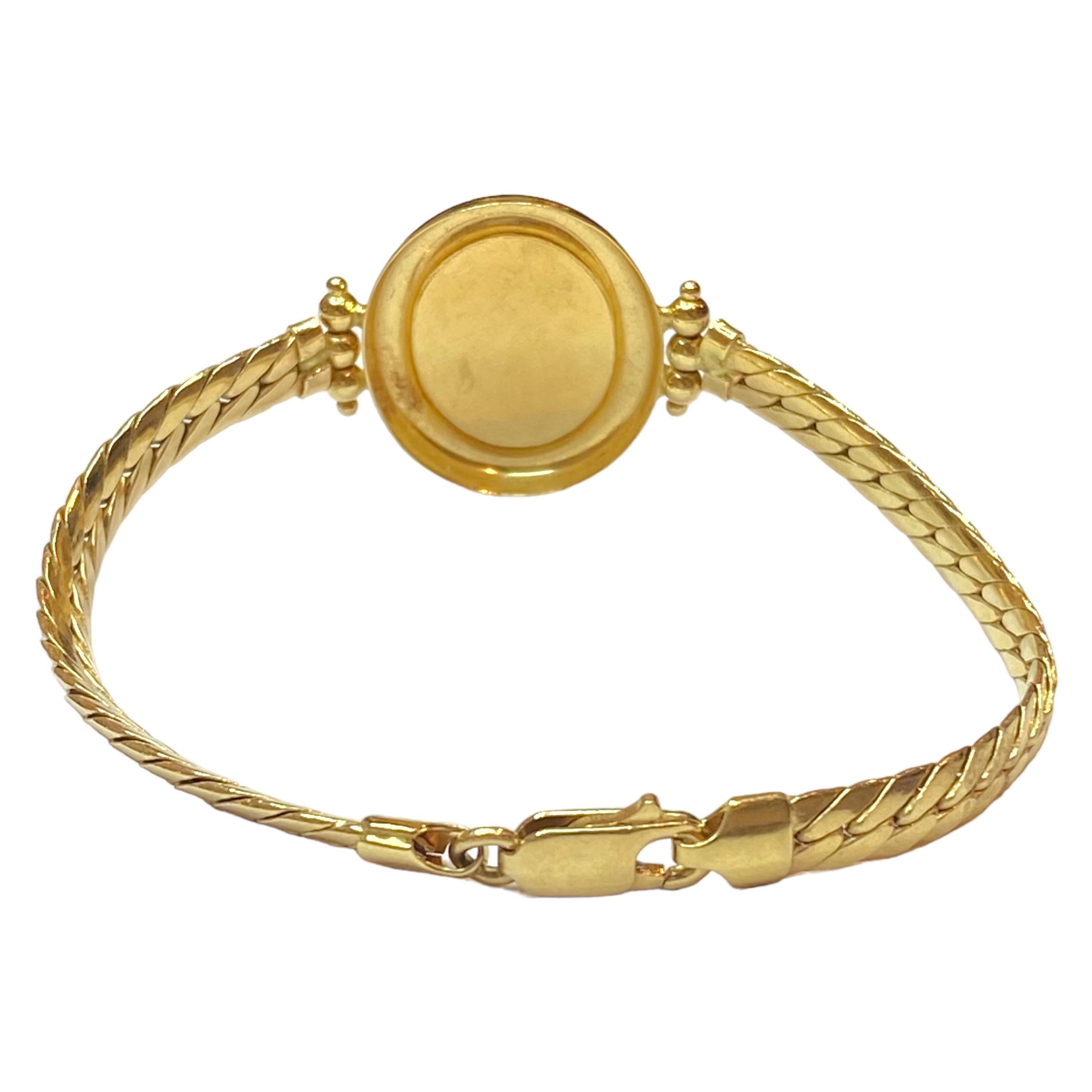 Vintage 18K Yellow Gold Cameo Bracelet In Good Condition In Henderson, NV