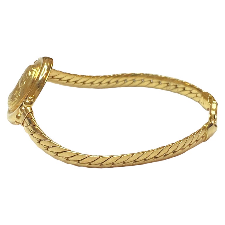 Vintage 18K Yellow Gold Cameo Bracelet at 1stDibs