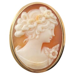 Pendentif/Broche vintage camée en or jaune 18 carats n°17373