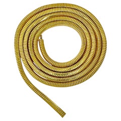 Vintage 18K Yellow Gold Carlo Weingrill Italian Tubogas Necklace 72 Inches Long