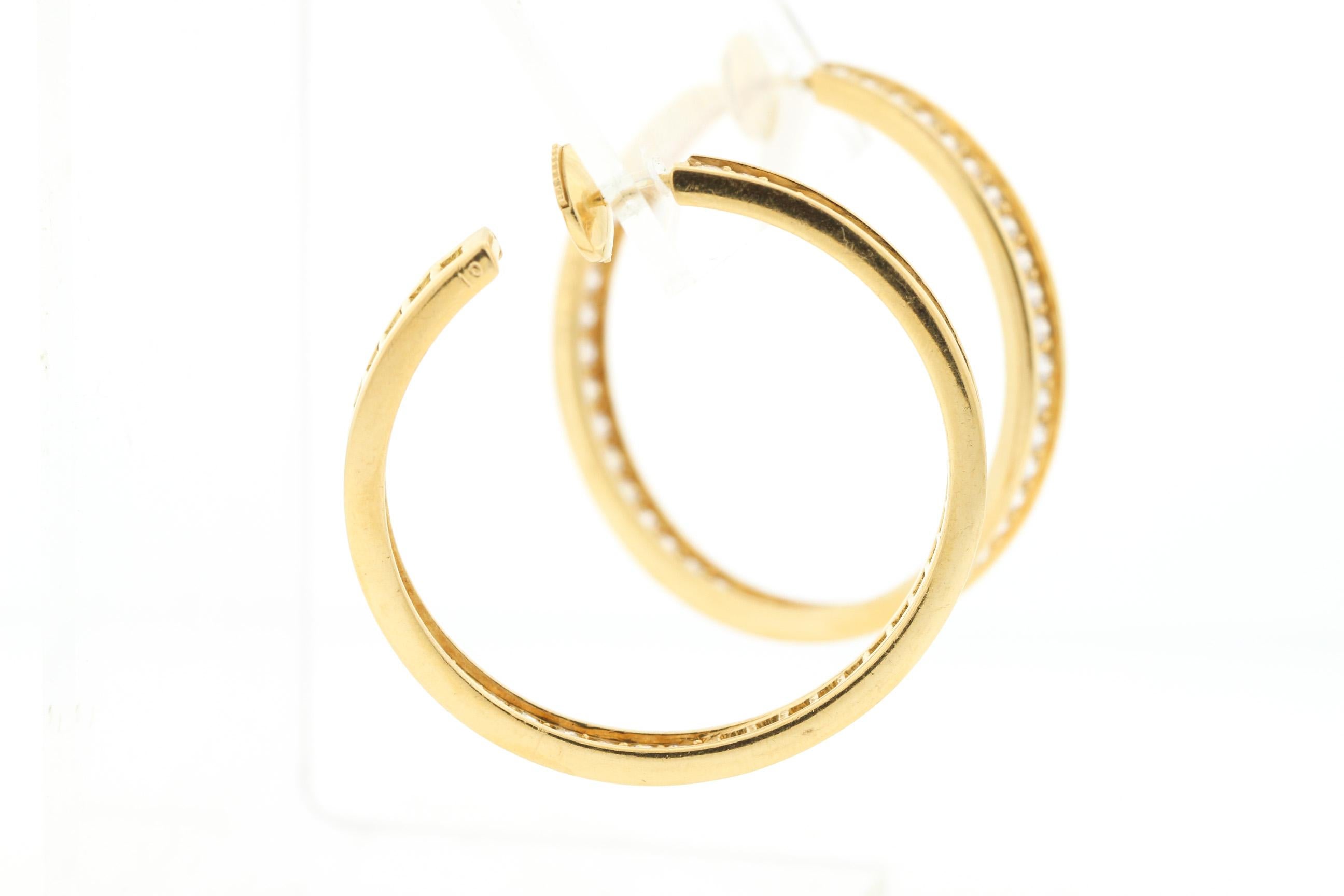 cartier gold diamond hoop earrings