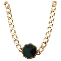 Vintage 18K Yellow Gold Cartier Onyx & Malachite Necklace