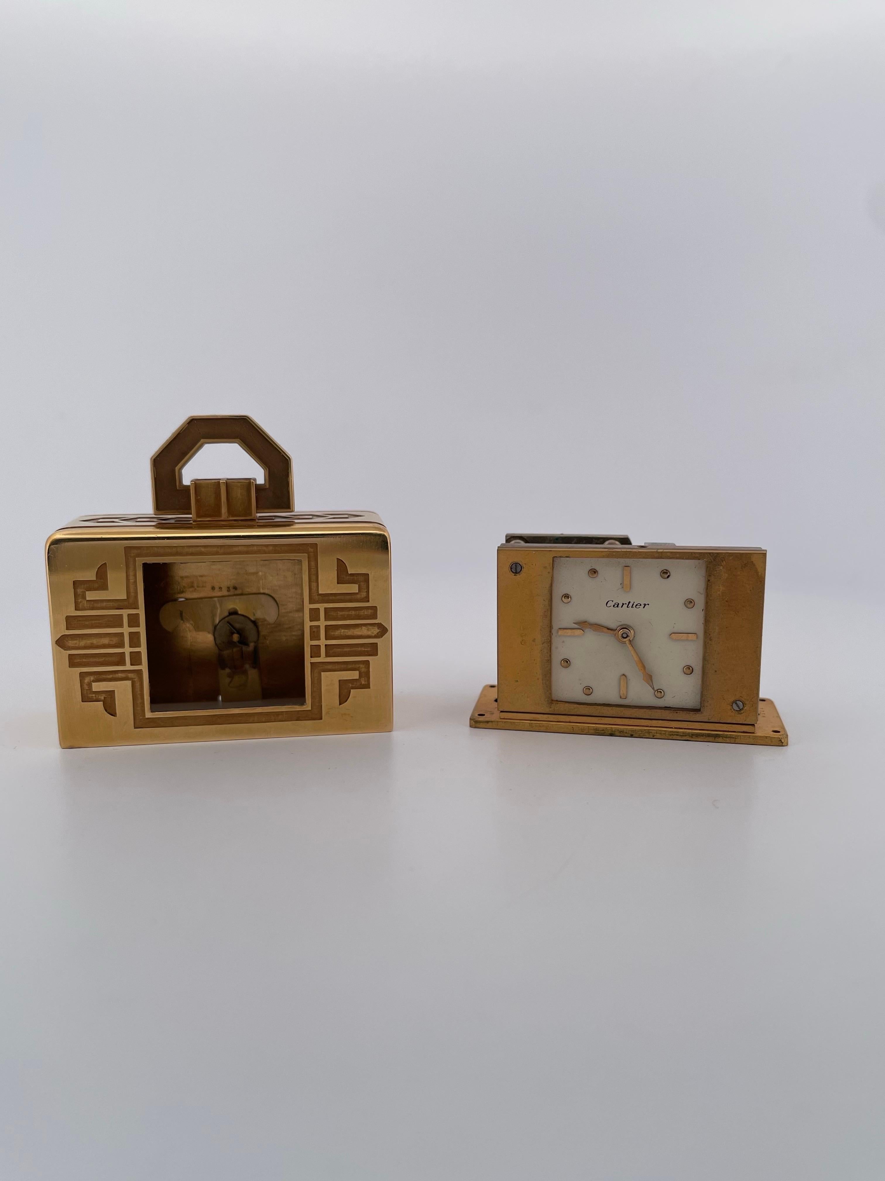 Vintage 18k Yellow Gold Cartier Table clock For Sale 5
