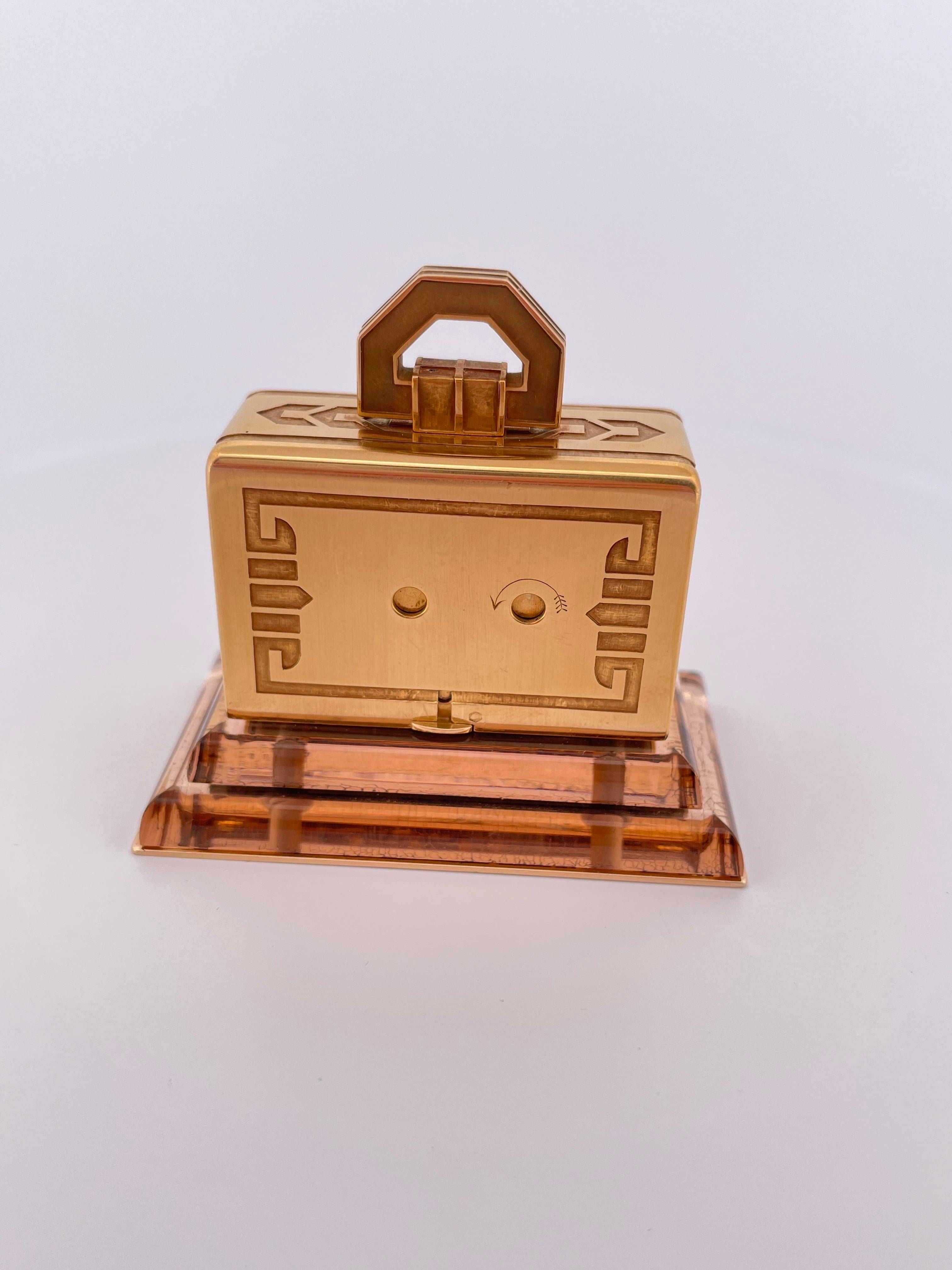 Art Deco Vintage 18k Yellow Gold Cartier Table clock For Sale