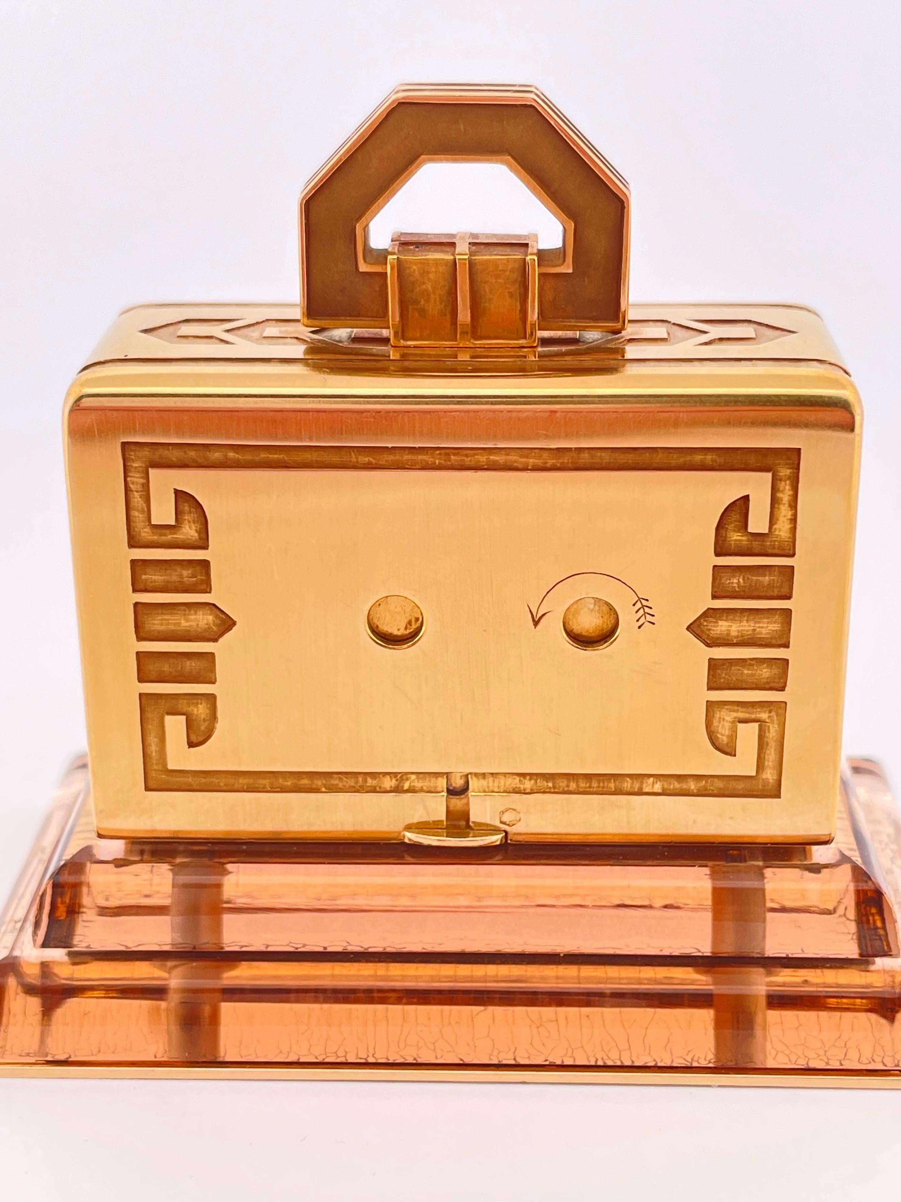 Women's or Men's Vintage 18k Yellow Gold Cartier Table clock For Sale