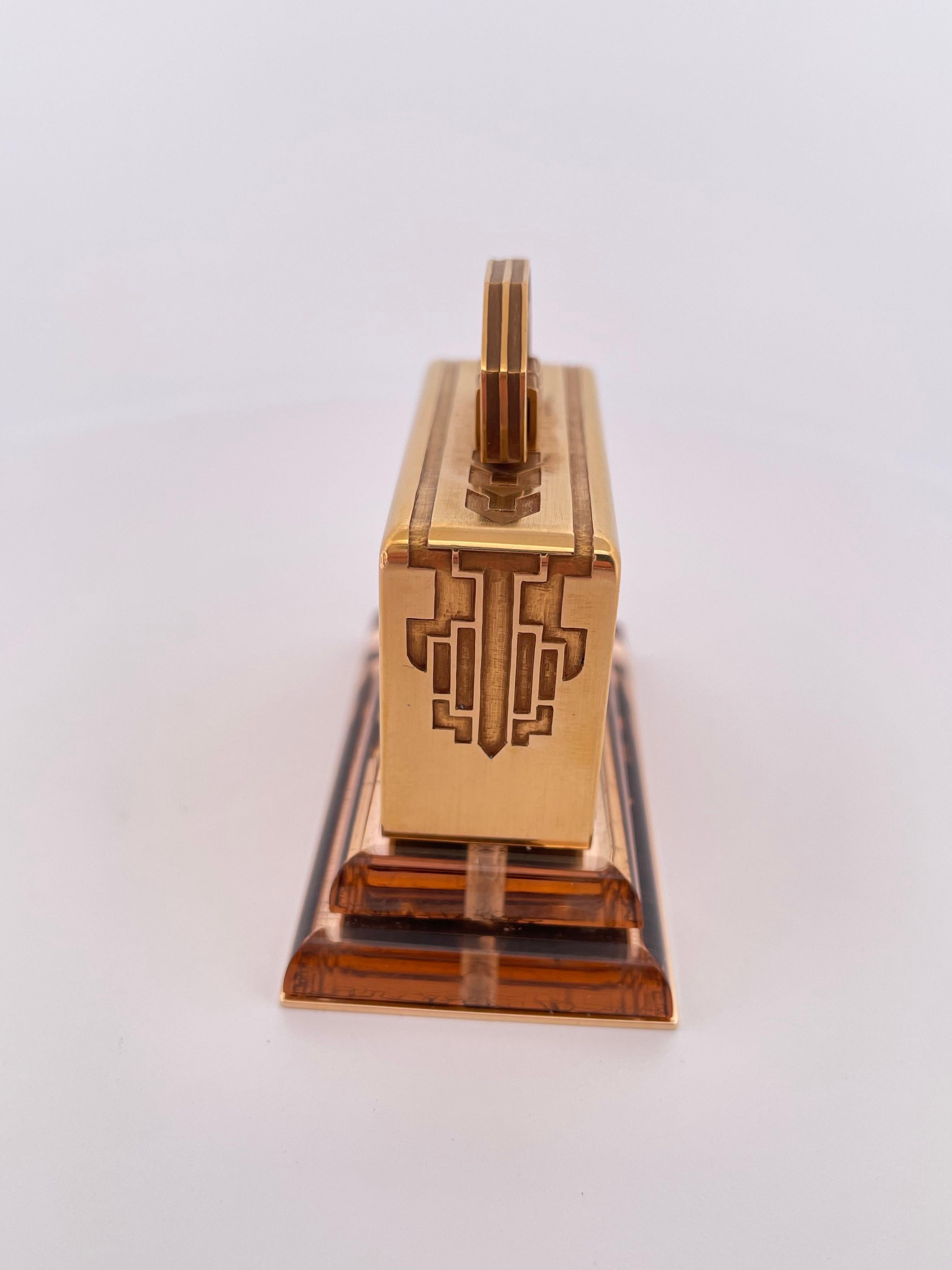 Vintage 18k Yellow Gold Cartier Table clock For Sale 1