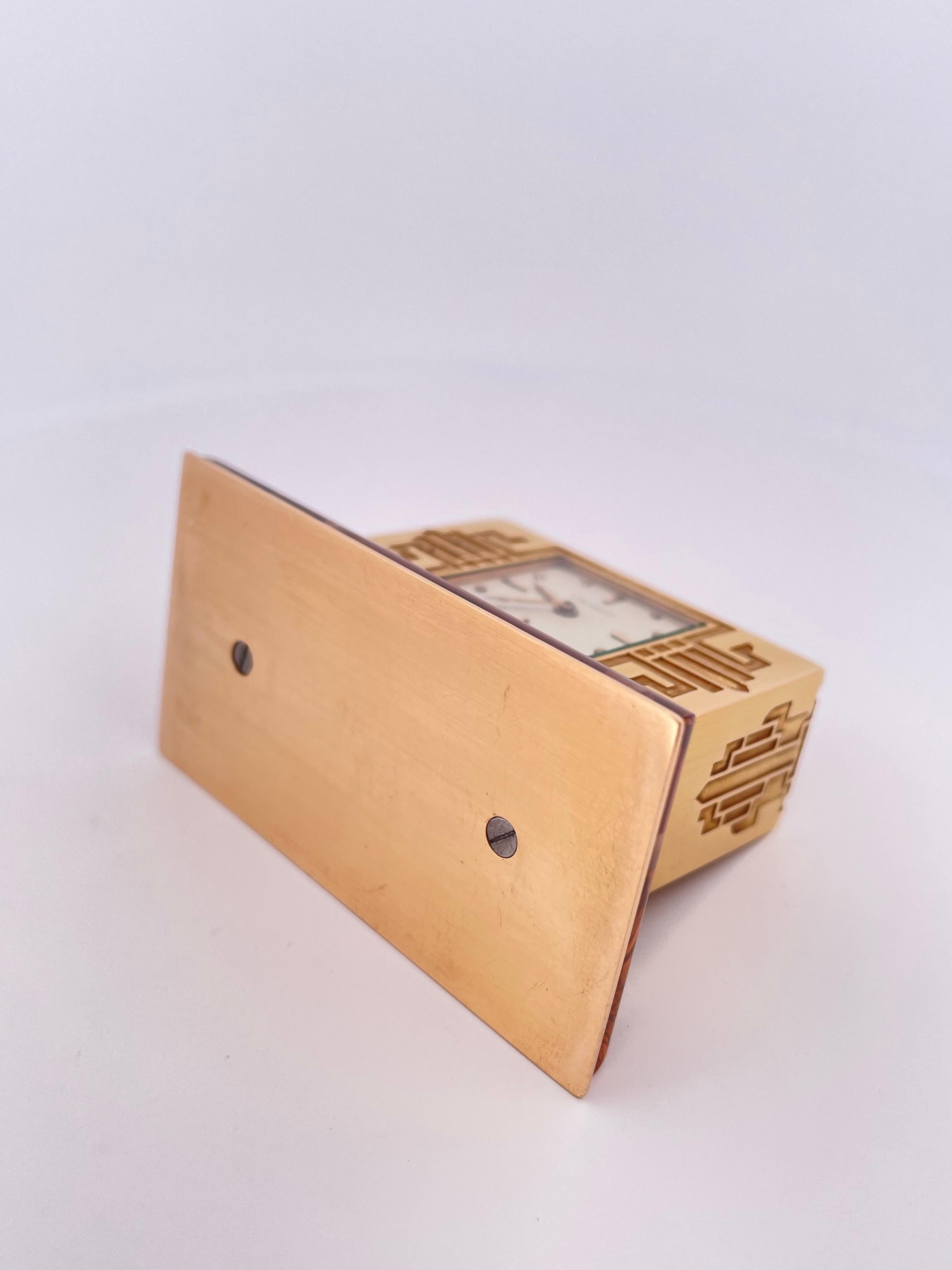 Vintage 18k Yellow Gold Cartier Table clock For Sale 2