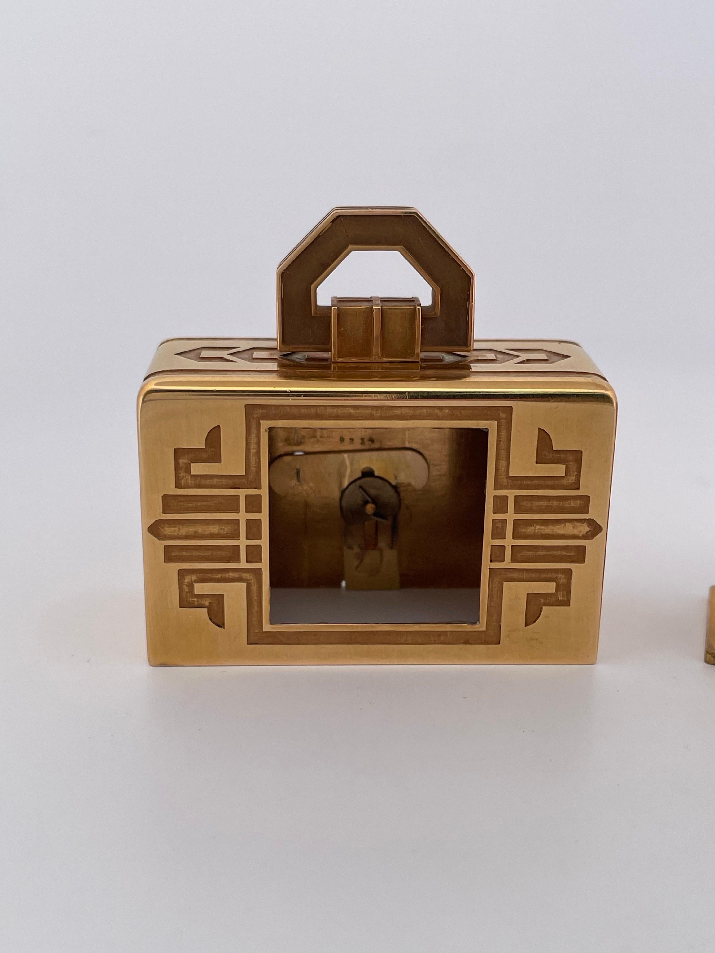 Vintage 18k Yellow Gold Cartier Table clock For Sale 3