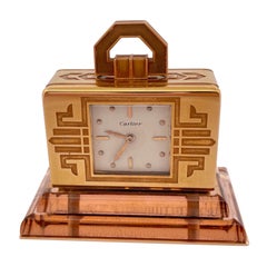 Reloj de mesa Cartier vintage de oro amarillo de 18 quilates
