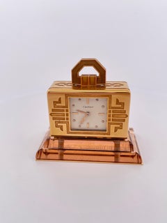 Horloge de table vintage en or jaune 18k de Cartier