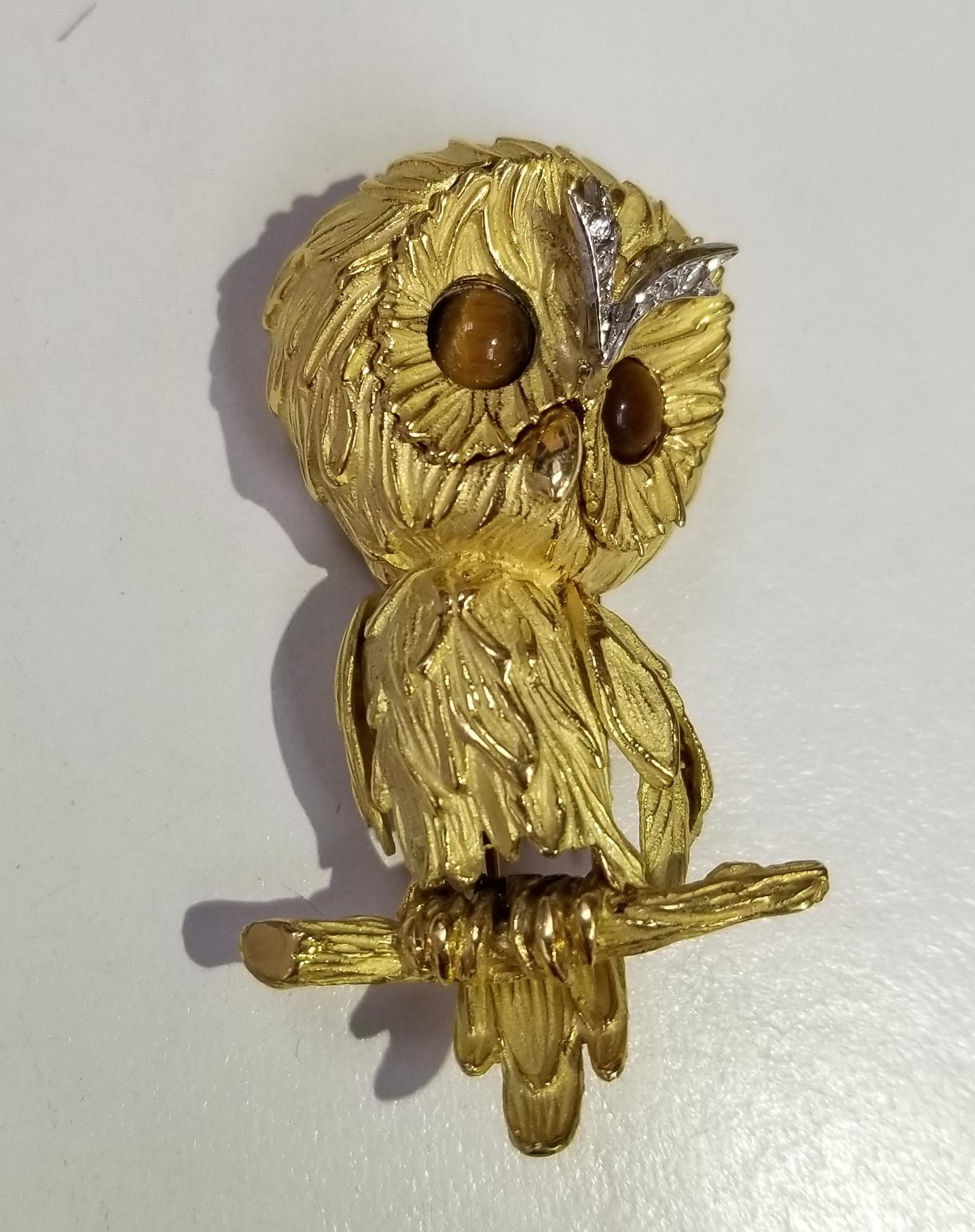 monet owl brooch