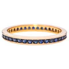 Vintage 18k Yellow Gold Channel Set Sapphire Eternity Band