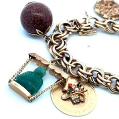 Vintage 18K Yellow Gold Charm Bracelet with 1.5 MM-20.00 MM Multi-Gemstones