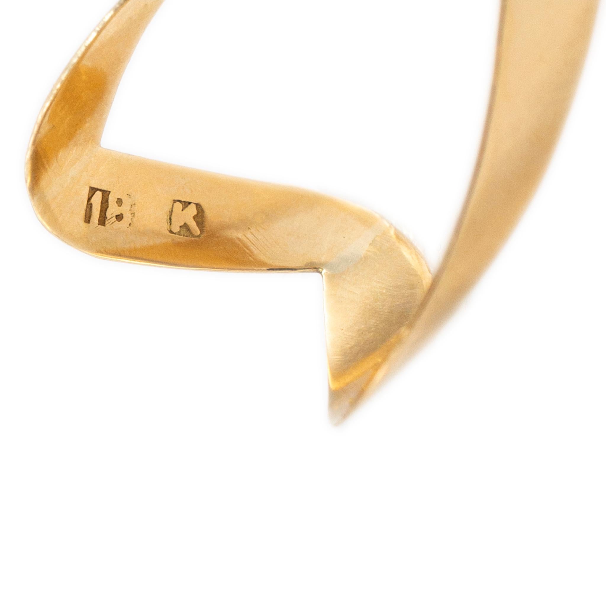Vintage 18K Yellow Gold Chevron V Shaped Open Band Ring For Sale 1