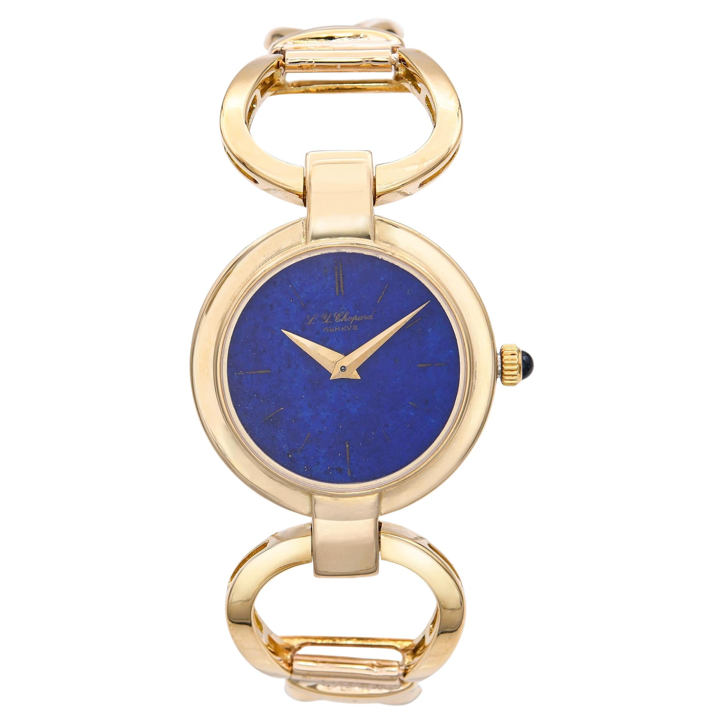 Vintage 18k Gelbgold Chopard Lapis Lazuli Zifferblatt Uhr Ref. 74924