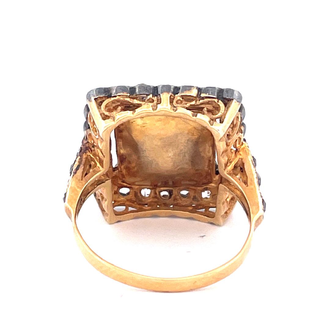 Taglio ovale Anello vintage in oro giallo 18 carati con citrino e diamanti in vendita