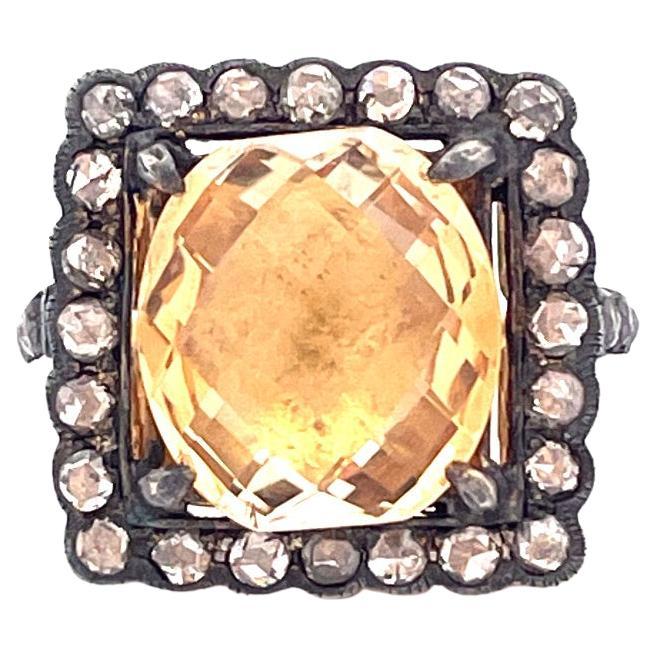 18 Karat Gelbgold Citrin und Diamant-Ring