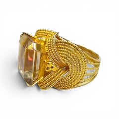 Vintage 18K Yellow Gold Citrine Statement Cocktail Ring
