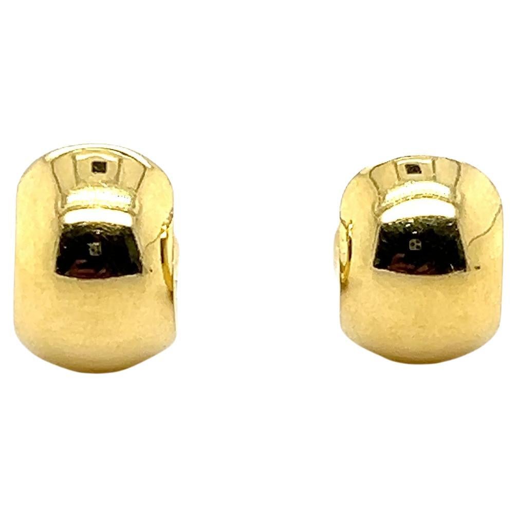 Vintage 18k Yellow Gold Classic Chunky Huggie Hoop Earrings