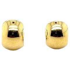 Vintage 18k Yellow Gold Classic Chunky Huggie Hoop Earrings