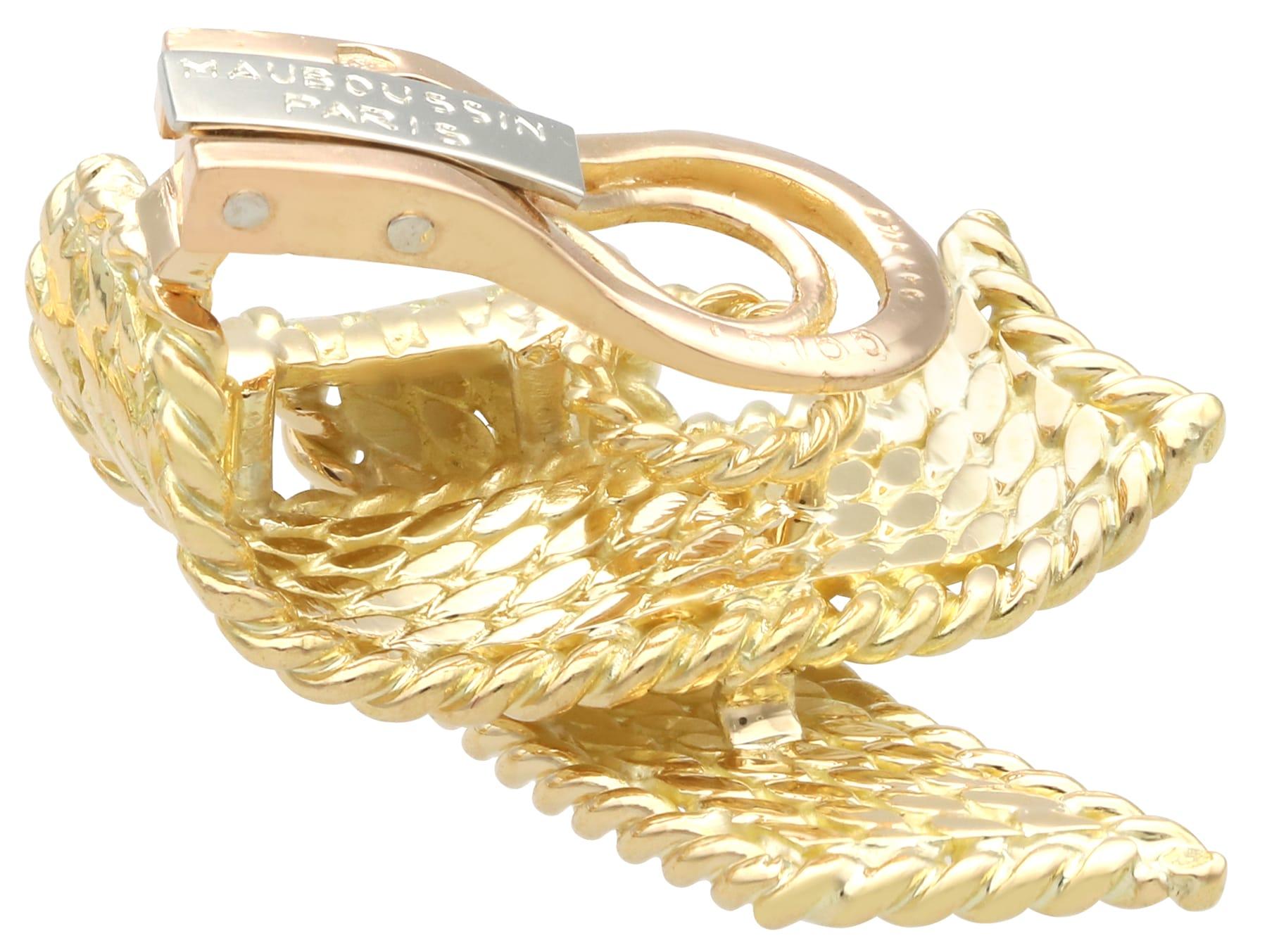 18 Karat Gelbgold Vintage Ohrclips von Mauboussin Französisch um 1950 im Angebot 2