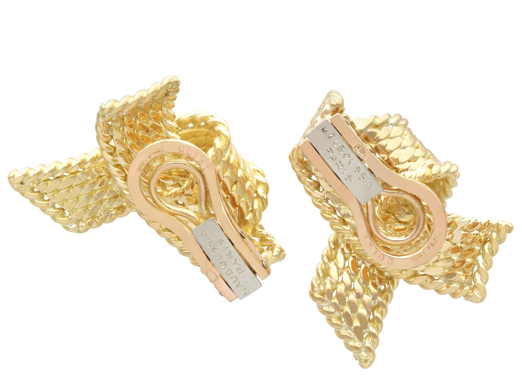 18 Karat Gelbgold Vintage Ohrclips von Mauboussin Französisch um 1950 im Angebot 4
