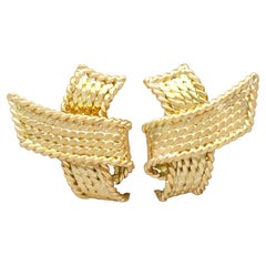 Boucles d'oreilles vintage en or jaune 18k à clip par Mauboussin French Circa 1950