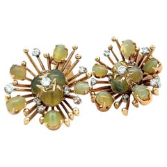 Vintage 18K Yellow Gold Clip-On Earrings with 0.72 Carat Round H-VS Diamonds