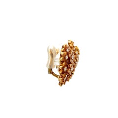 Vintage 18K Yellow Gold Clip On Earrings with 4.25 Carat Round H VS Diamonds