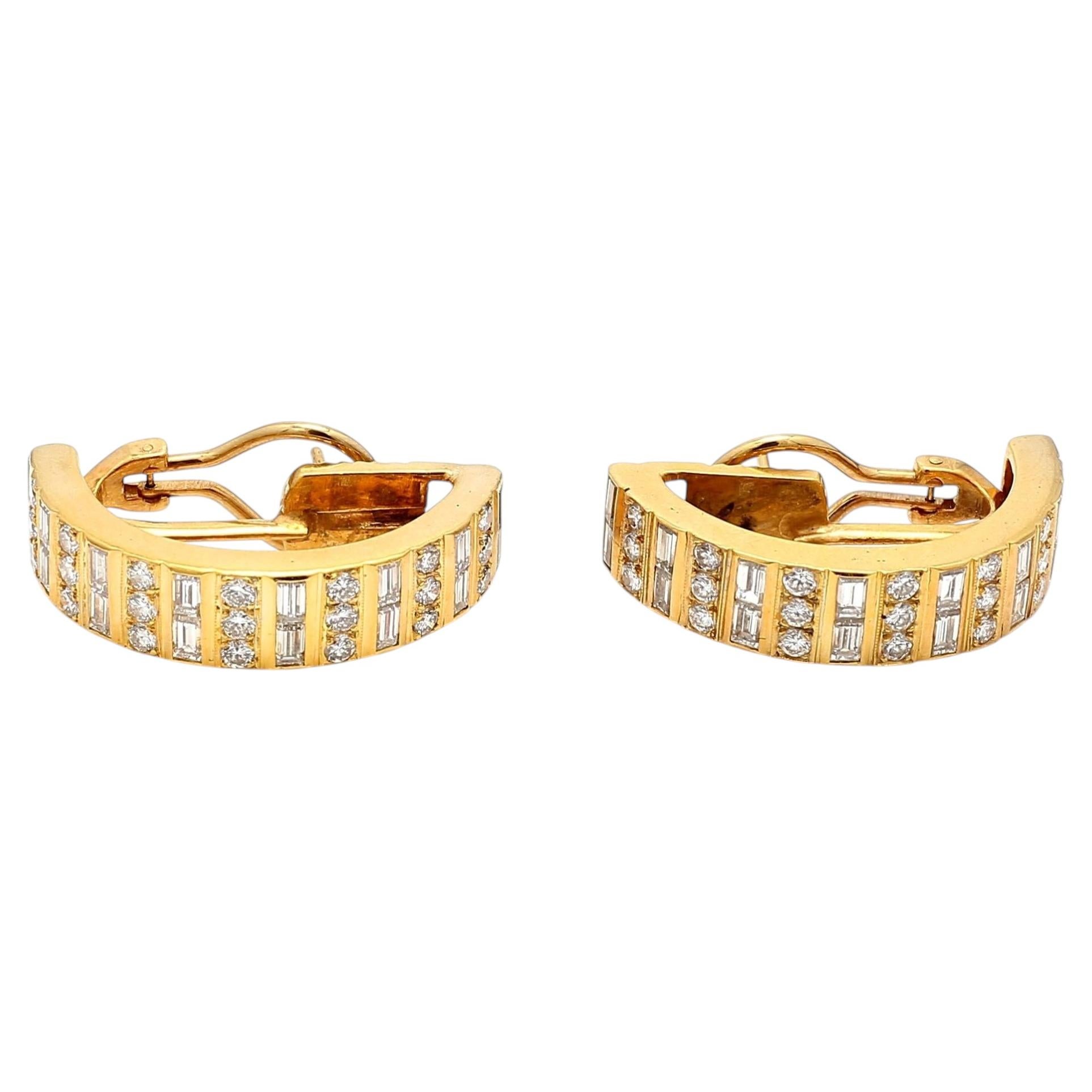 Boucles d'oreilles vintage à clip en or jaune 18 carats, serties de diamants de 5 carats, de qualité G-VS1