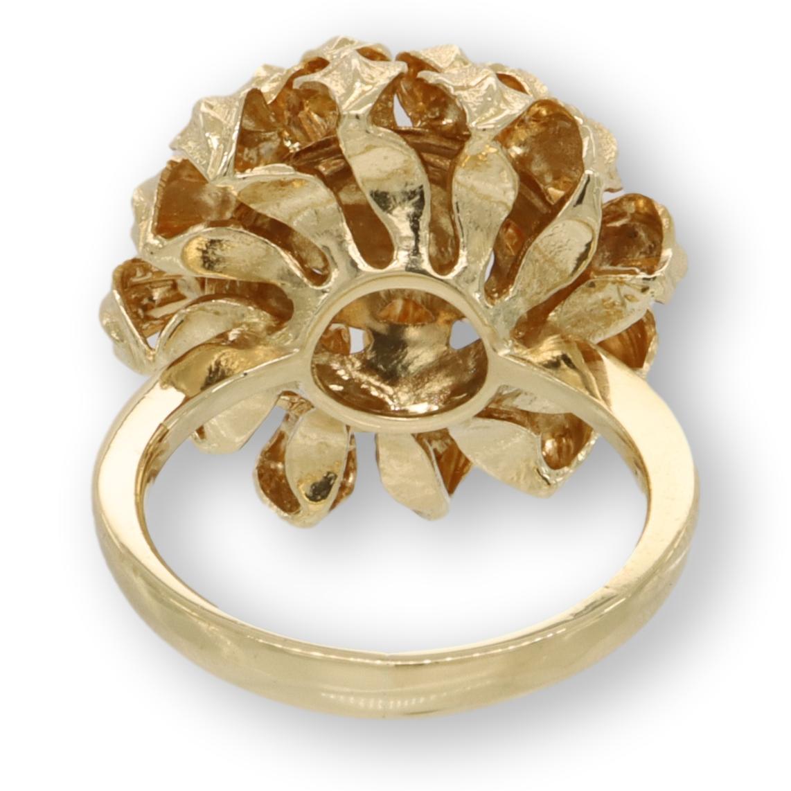 Cocktailring, 18 Karat Gelbgold, Cluster-Blätter, Blumenstrauß (Retro)