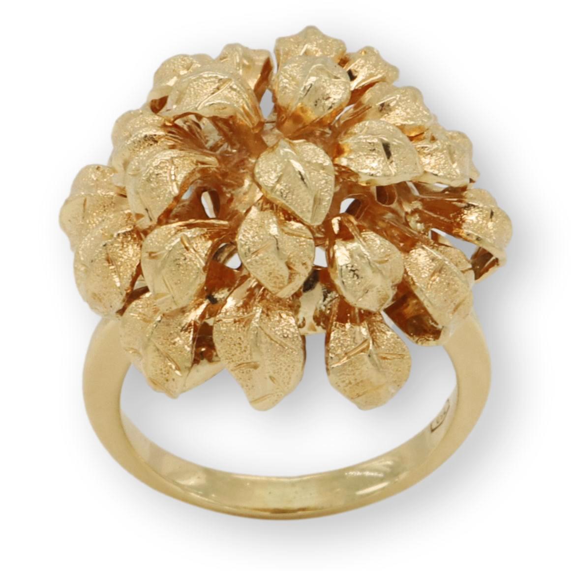 Cocktailring, 18 Karat Gelbgold, Cluster-Blätter, Blumenstrauß im Zustand „Hervorragend“ in New York, NY