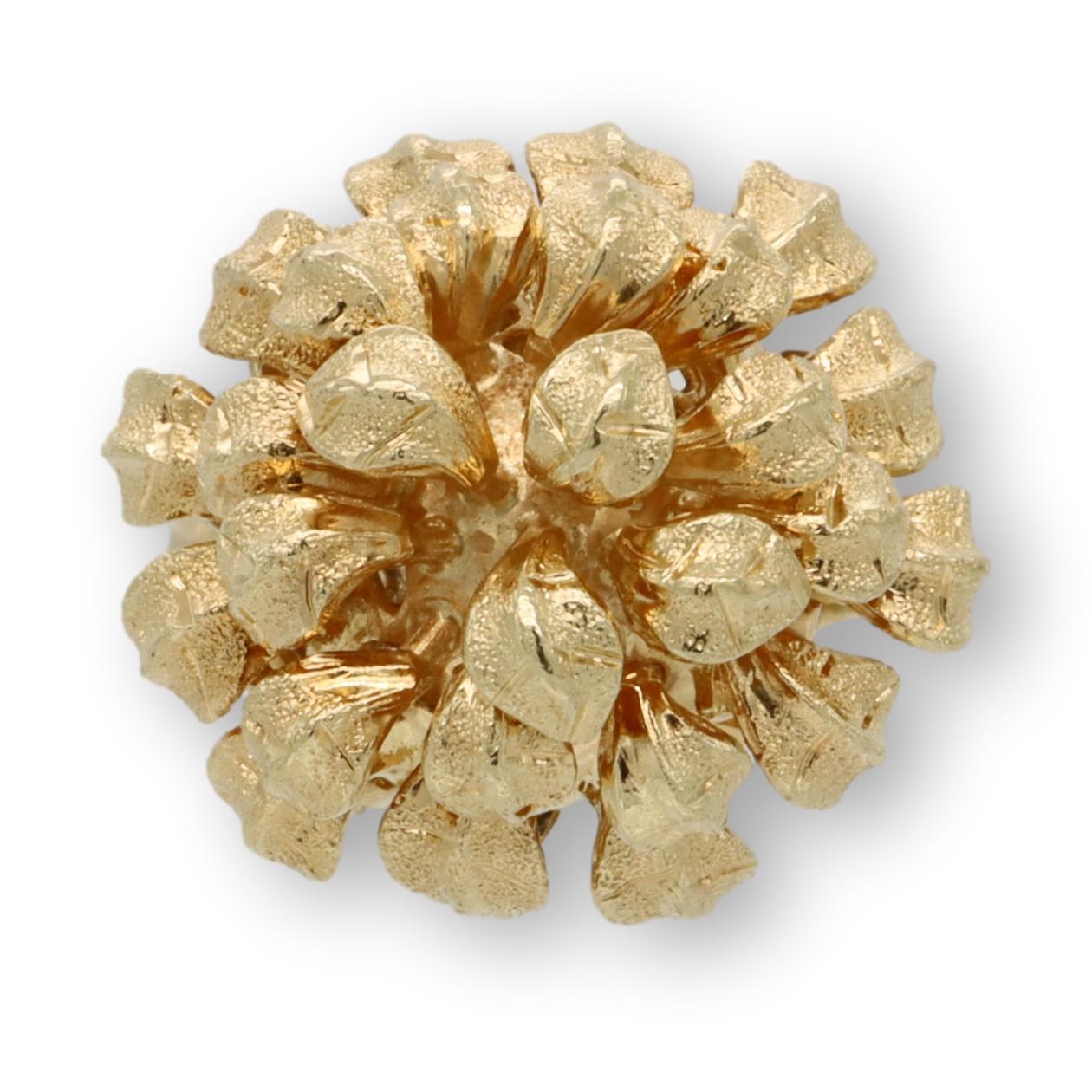 Cocktailring, 18 Karat Gelbgold, Cluster-Blätter, Blumenstrauß 1