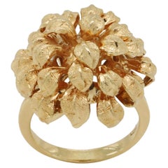 Cocktailring, 18 Karat Gelbgold, Cluster-Blätter, Blumenstrauß
