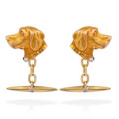 Vintage 18K yellow gold Cocker Spaniel dog cufflinks