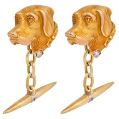 Vintage 18K yellow gold Cocker Spaniel dog cufflinks