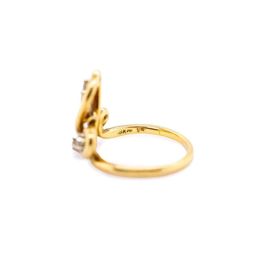 Eine Dame's maßgeschneiderte poliert 18K Gelbgold, Diamant-Cocktail, Vintage-Ring mit einem halben runden Schaft. Der Ring ist eine Größe 7. Der Ring wiegt insgesamt 4,90 Gramm. Graviert mit 