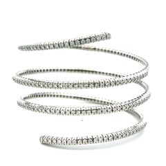 Vintage 18K Yellow Gold Coil Bracelet with 2.6 Carat Round F VS Diamonds