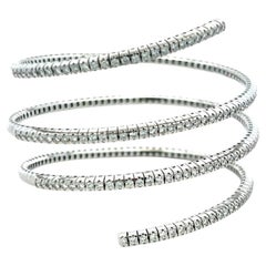 Vintage 18K Yellow Gold Coil Bracelet with 2.6 Carat Round F VS Diamonds