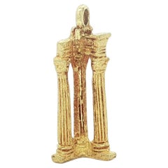Vintage 18k Yellow Gold Collectible Greek Temple of Apollo Column Charm Pendant