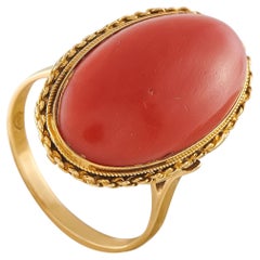 Vintage 18K Yellow Gold Coral Cocktail Ring MF03-070126