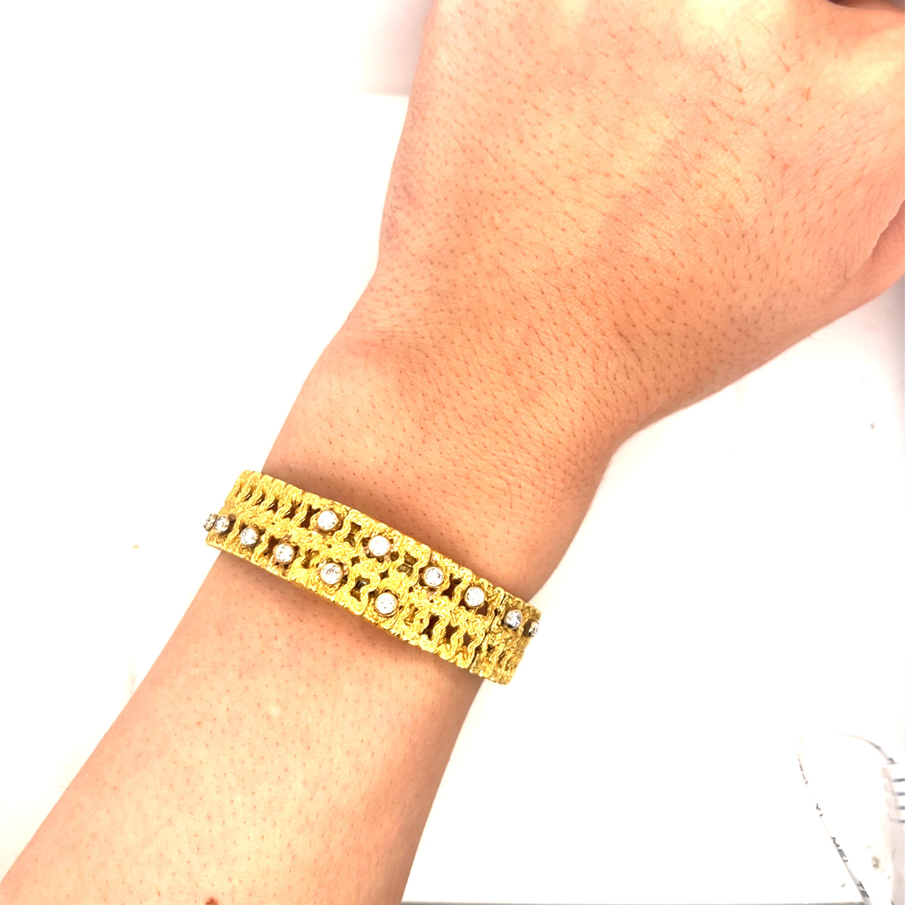 Vintage 18k Yellow Gold Covered Bracelet Watch with Diamonds For Sale 6